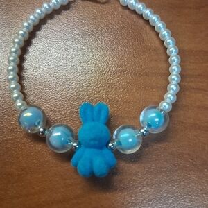 Blue Bunny Pearl-Style Kids Bracelet